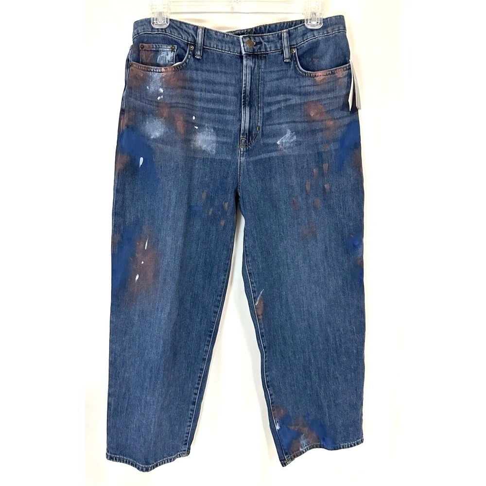 Lauren Ralph Lauren Jeans Womens 14 Painted High-Rise Relaxed Cropped Atlas Wash